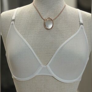 Elegant White Underwire Mesh Scoop Bra Super Clean 36C Same Day Shipping